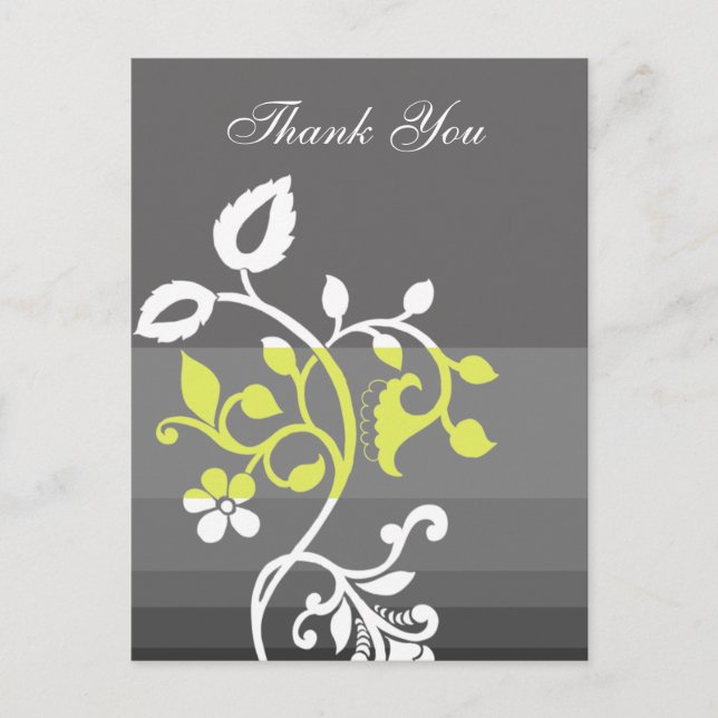 trendy  yellow gray ThankYou Cards (Front)