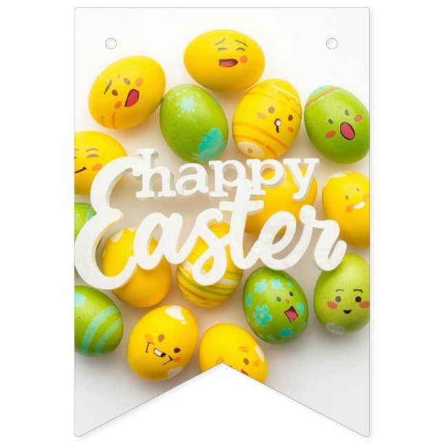 Trendy Yellow & Green  Easter Eggs gift paper Bunting Flags (First Flag)