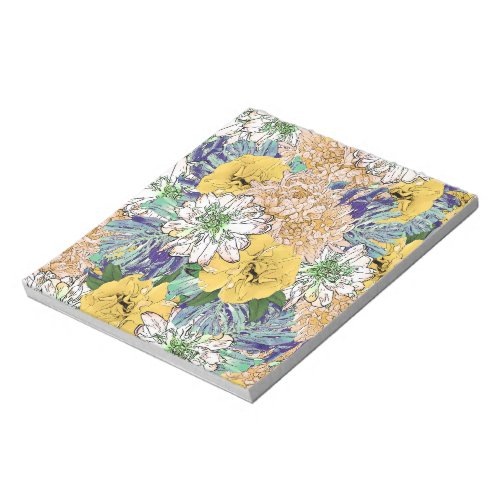 Trendy Yellow  Green Floral Girly Illustration Notepad