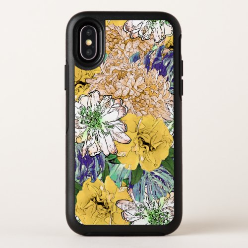 Trendy Yellow  Green Floral Girly Illustration OtterBox Symmetry iPhone X Case