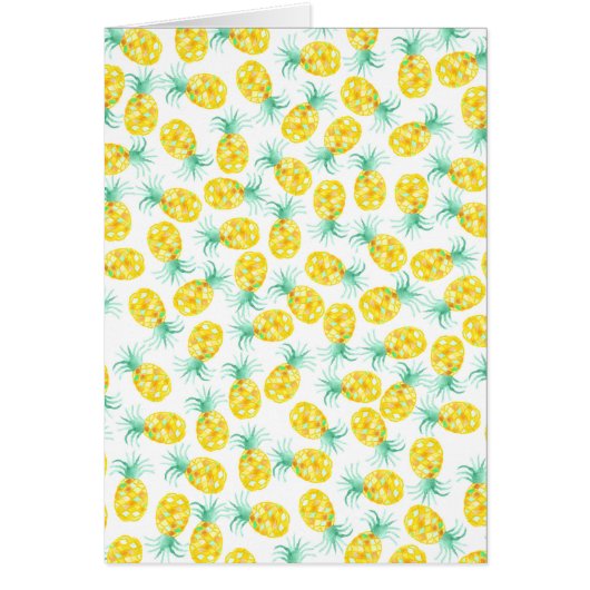Trendy yellow green watercolor pineapple pattern cards (Front)