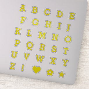 Trendy Yellow Letters   Monogram Alphabet Stickers