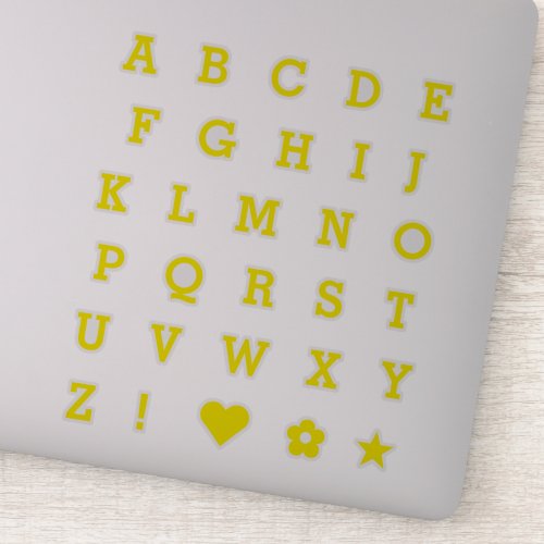 Trendy Yellow Letters  Monogram Alphabet Stickers