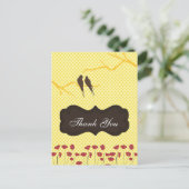 trendy yellow lovebirdsThankYou Cards (Standing Front)