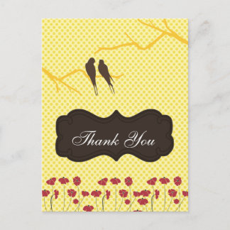 trendy yellow lovebirdsThankYou Cards