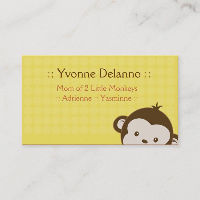 Trendy Yellow Monkey Business / Mommy Calling Card (Front)