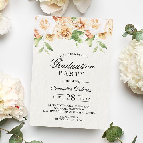 Trendy Yellow  Orange Watercolor Flower Beauty Invitation