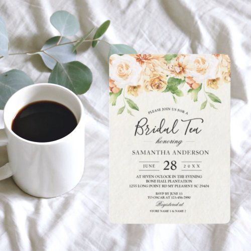 Trendy Yellow  Orange Watercolor Flower Beauty Invitation