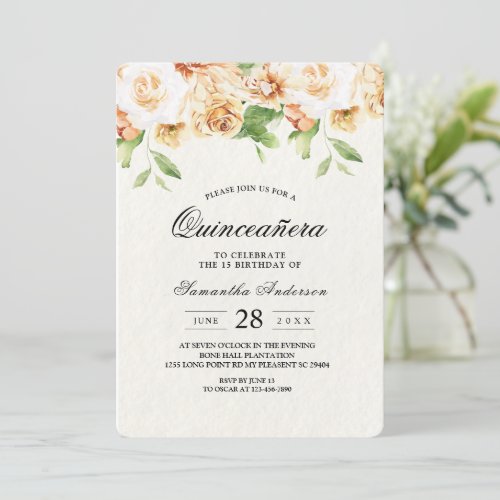 Trendy Yellow  Orange Watercolor Flower Beauty Invitation