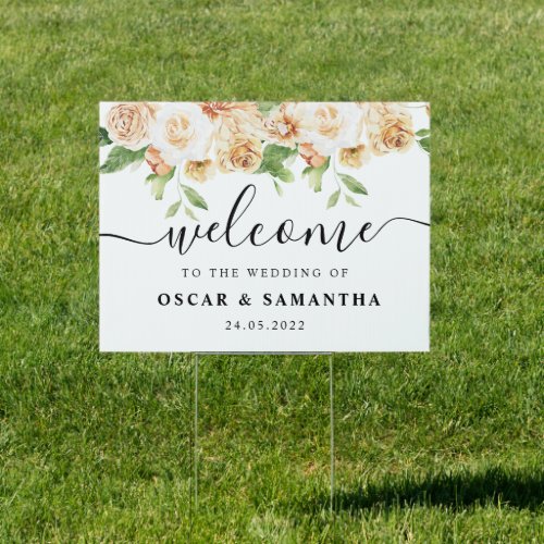 Trendy Yellow  Orange Watercolor Flower Beauty Sign