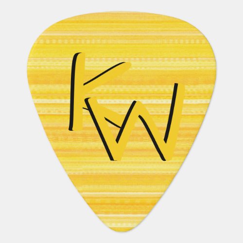 Trendy Yellow Pattern Double Monogram Custom Guitar Pick