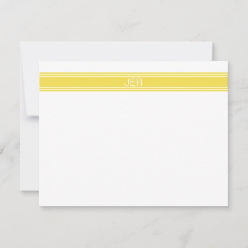 Trendy Yellow Personalized Monogram Name Initials Note Card
