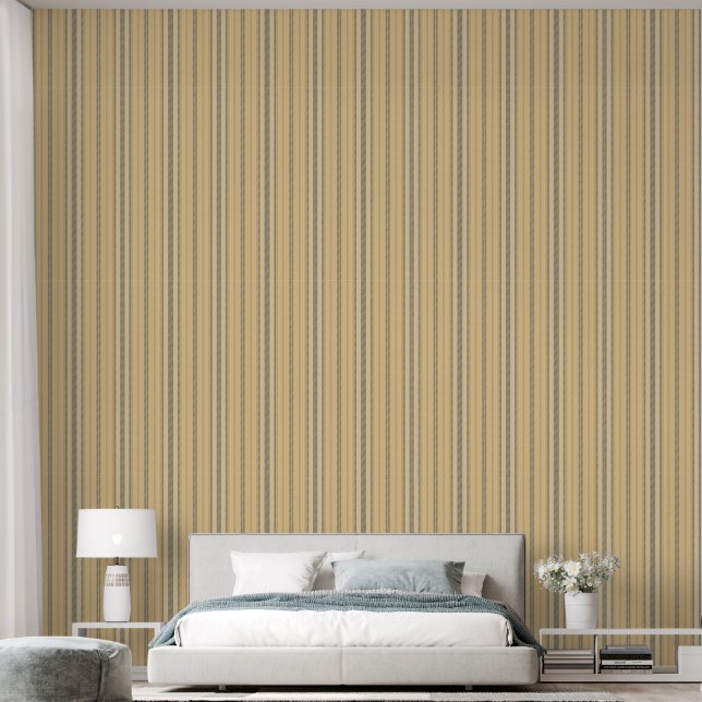 Trendy yellow striped  wallpaper  (Bedroom)