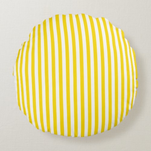 Trendy Yellow White Striped Elegant Decorative Round Pillow