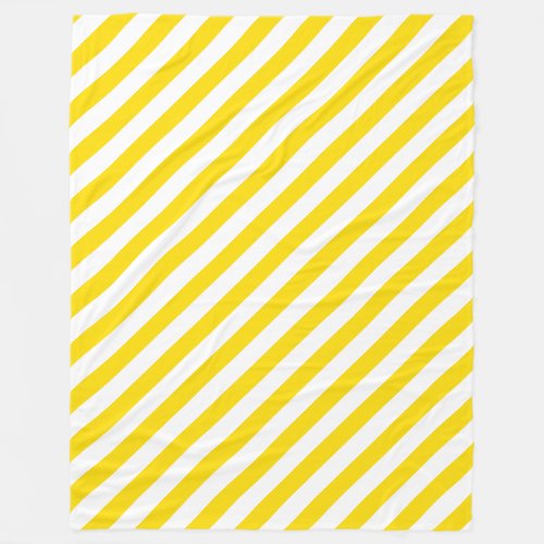 Trendy Yellow White Striped Elegant Template Large Fleece Blanket