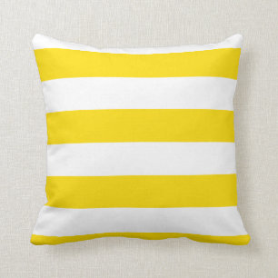 Trendy Yellow White Striped Modern Decorative Throw Pillow