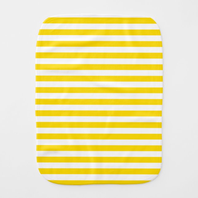 Trendy Yellow White Striped Stylish Template Baby Burp Cloth (Front)