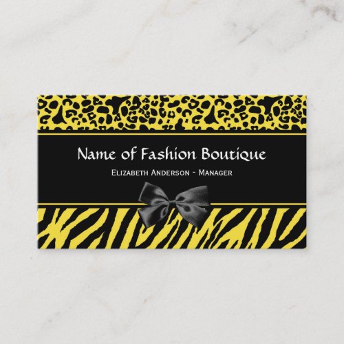 Trendy Yellow Zebra Leopard Fall Fashion Boutique Business Card