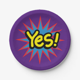 Trendy Yes Comic bubble design Paper Plates