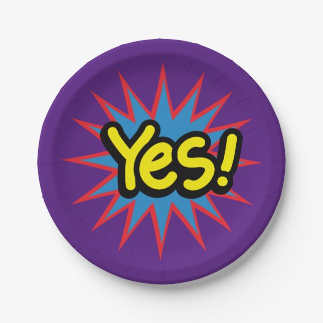 Trendy Yes Comic bubble design Paper Plates (Front)