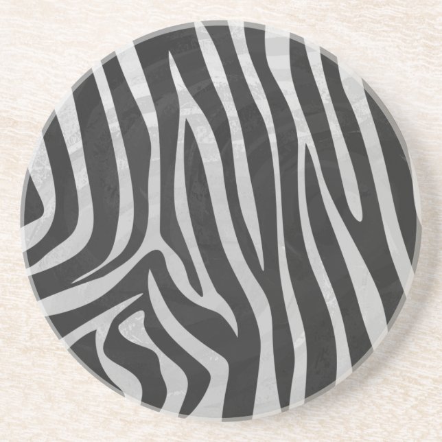 Trendy Zebra Animal Print Pattern created by Imagi Drink Coaster (Front)