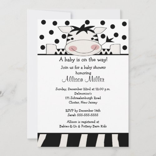 Trendy Zebra Baby Shower Announcements