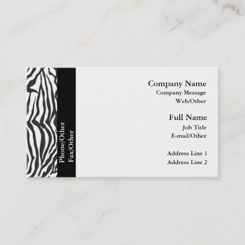 Trendy Zebra Business Card Template