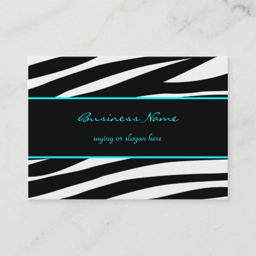 Trendy zebra customizable aqua business card