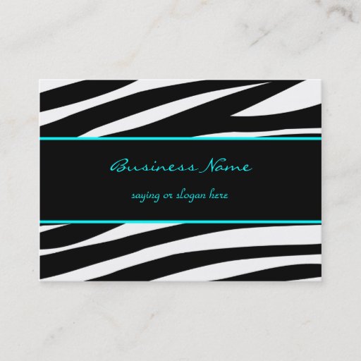 Customizable Trendy zebra customizable aqua business card