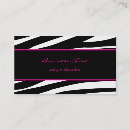 Trendy zebra customizable pink business card