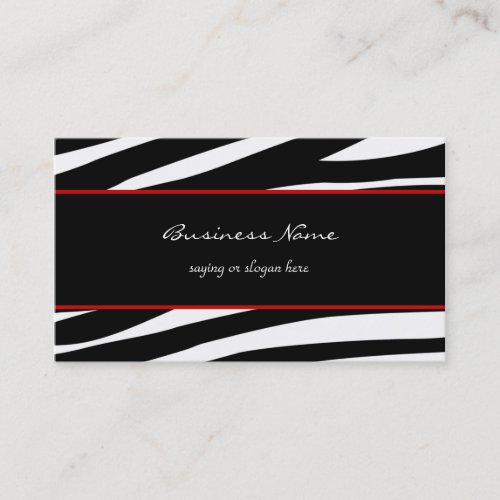 Trendy zebra customizable red business card