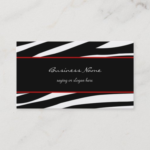Customizable Trendy zebra customizable red business card