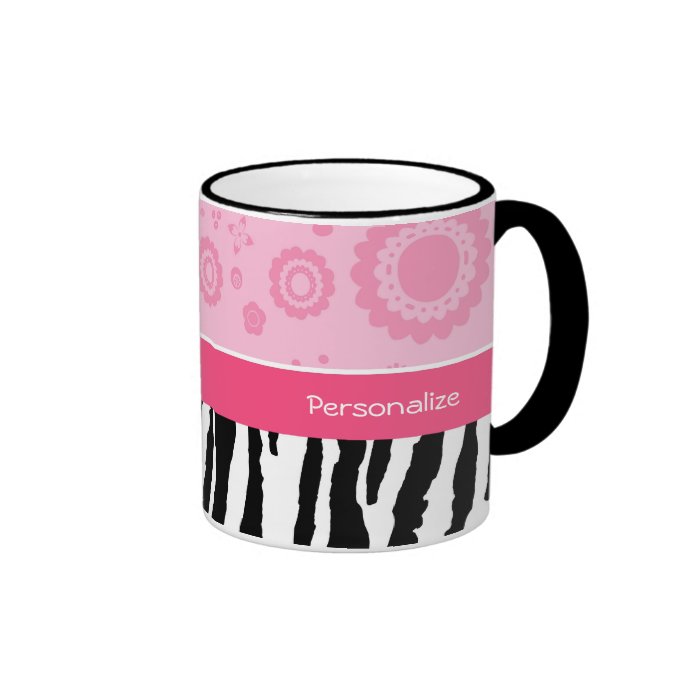 Trendy Zebra Girly Pink Shoes With Name Mugs