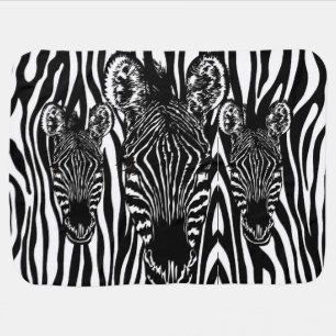Trendy Zebra Herd on Zebra Print Baby Blanket
