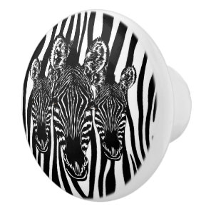 Trendy Zebra  Herd on Zebra Print Ceramic Knob