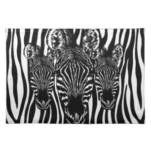 Trendy Zebra  Herd on Zebra Print Cloth Placemat