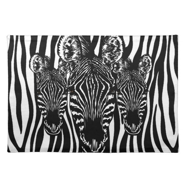 Trendy Zebra  Herd on Zebra Print Cloth Placemat (Front)