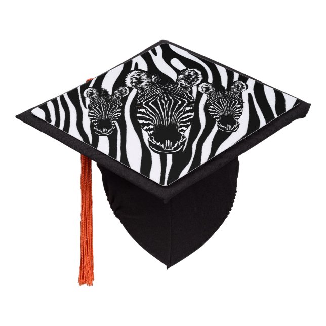 Trendy Zebra Herd on Zebra Print Graduation Cap Topper (Angled)