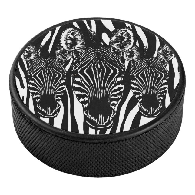 Trendy Zebra  Herd on Zebra Print Hockey Puck (3/4)