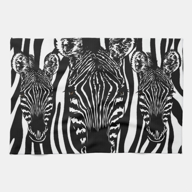 Trendy Zebra  Herd on Zebra Print Kitchen Towel (Horizontal)