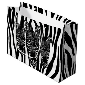Trendy Zebra  Herd on Zebra Print Large Gift Bag
