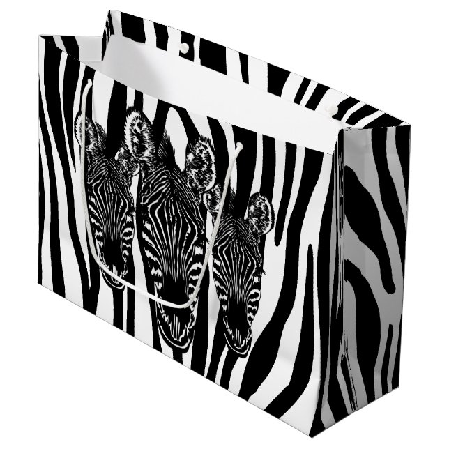 Trendy Zebra  Herd on Zebra Print Large Gift Bag (Front Angled)