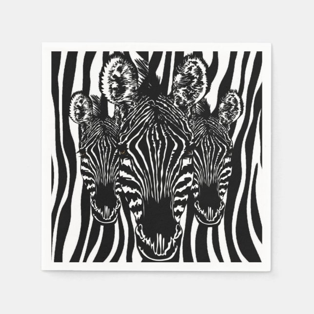 Trendy Zebra  Herd on Zebra Print Napkins (Front)