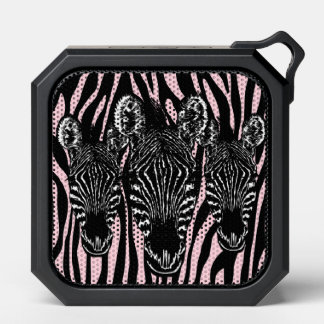 Trendy Zebra Herd on Zebra Print Pink Bluetooth Speaker
