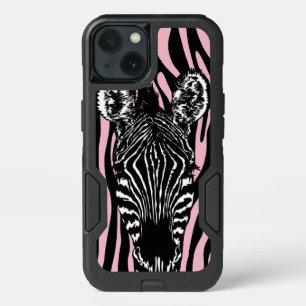 Trendy Zebra Herd on Zebra Print Pink iPhone 13 Case