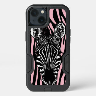 Trendy Zebra Herd on Zebra Print Pink iPhone 13 Case