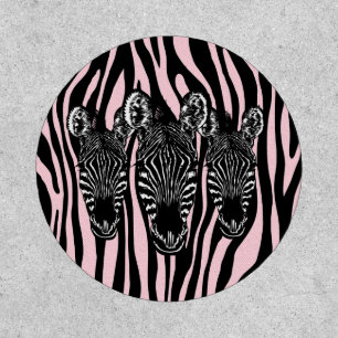 Trendy Zebra Herd on Zebra Print Pink Patch