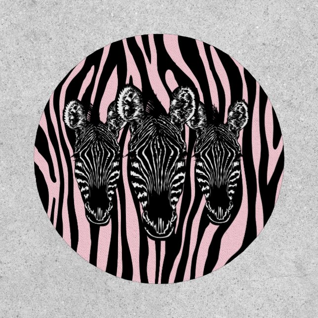 Trendy Zebra Herd on Zebra Print Pink Patch (Front)