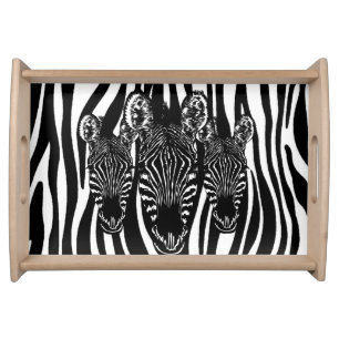 Trendy Zebra Herd on Zebra Print Serving Tray