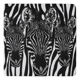 Trendy Zebra Herd on Zebra Print Trivet